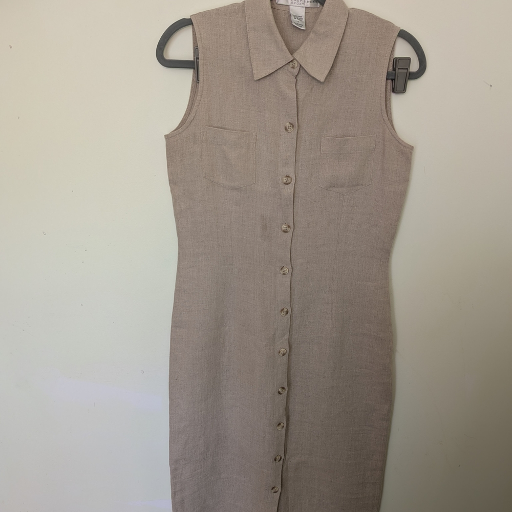 Geoffrey Beene Beige Sleeveless Midi Dress